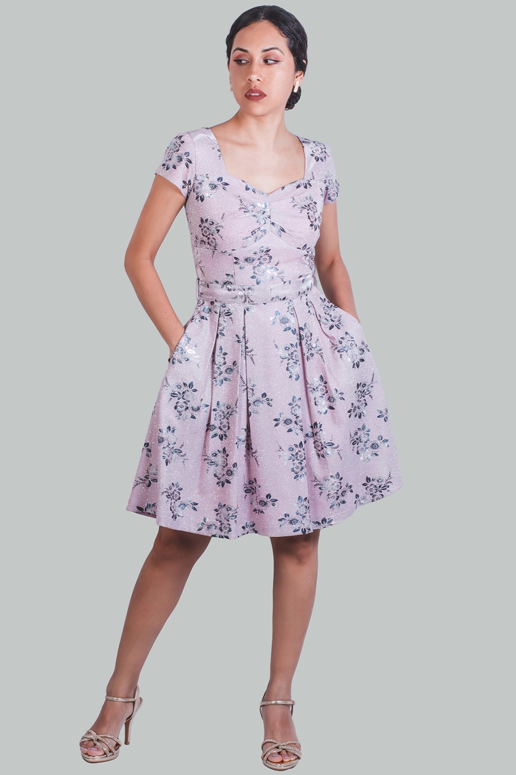 Vestido en A rosa flores Zafiro - Imagen 3