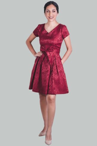 Vestido en A vino brocado Brigitte